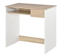 HOMCOM Scrivania per Camera Scrivania PC in Legno Bianca e Rovere 80x45x75cm