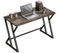 HOMCOM Scrivania per computer con base metallica a Z 120x60cm grigia | Scrivania da ufficio, aspetto legno, design industriale, per ufficio, studio, camera da letto, spazi piccoli