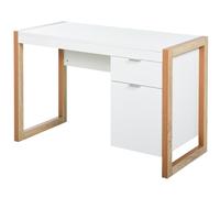 HOMCOM Scrivania per computer con cassetto 112,5x50x75,5 cm Bianco | Armadio spazioso, gambe rettangolari, stile moderno, decorazione extra