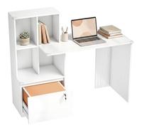 HOMCOM Scrivania per computer con libreria 126x50x109cm Bianco