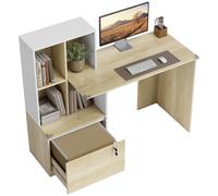 HOMCOM Scrivania per Computer, con Libreria, Cassetto per Lavoro, Studio