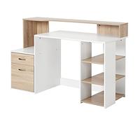 HOMCOM Scrivania Moderna per Computer con Cassetti e 3 Ripiani in Legno MDF