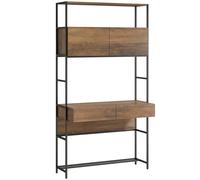 HOMCOM Scrivania per Computer con Scaffali e 2 Cassetti per Casa e Ufficio, 100x45x185 cm, Effetto Legno Marrone Aosom Italy