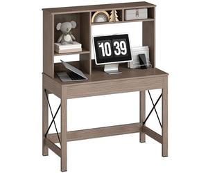 HOMCOM Scrivania per Computer Moderna con Libreria 105x50x137.5cm Marrone