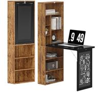 HOMCOM Scrivania per computer pieghevole, scrivania con biblioteca, postazione di lavoro, lavagna nera, 9 scomparti aperti e ripiano regolabile, tavolo per computer per camera da letto, 98 x 51 x 153