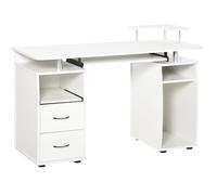 HOMCOM Scrivania per Computer Porta PC in Legno 120x55x85cm Bianco