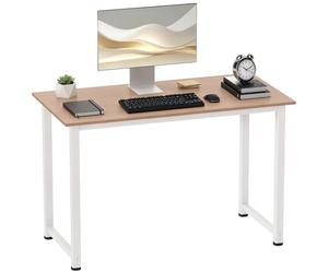 HOMCOM Scrivania per Computer Salvaspazio con Piedini Regolabili, Tavolo Scrittoio Scrivania PC per Gaming, Casa, Sala da Pranzo, Studio e Ufficio, 120x60x76 cm, Rovere e Bianco