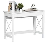 HOMCOM Scrivania per Ufficio Moderna e Minimal in truciolato e Metallo Bianco