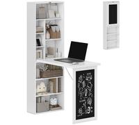 HOMCOM Scrivania Pieghevole con Libreria e Lavagna per Ufficio e Casa Grigio