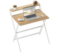 HOMCOM Scrivania Pieghevole con Ripiano per Monitor, 81.5x62x86.5 cm Bianco