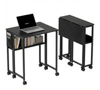 HOMCOM Scrivania pieghevole con ripiano portaoggetti e borsa, 63 cm, scrivania pieghevole per computer per piccoli spazi, scrivania salvaspazio su ruote, per casa, ufficio, camera da letto, facile da