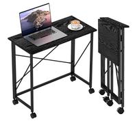 HOMCOM Scrivania pieghevole con ruote Scrivania pieghevole compatta Tavolo per laptop per casa ufficio piccoli spazi 80x40x75 cm Nero