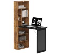 HOMCOM Scrivania Pieghevole Moderna con Libreria e Lavagna Marrone Rustico