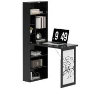 HOMCOM Scrivania Pieghevole Moderna con Libreria e Lavagna Nero