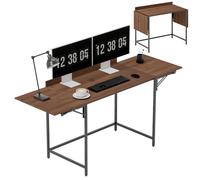 HOMCOM Scrivania pieghevole per computer 2 pannelli pieghevoli per 2 schermi, per camera, piccoli spazi, 170 x 58 x 78 cm noce Aosom Italy