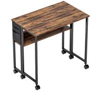 HOMCOM Scrivania pieghevole su ruote 80 x 50 cm con ripiano e borsa portaoggetti, marrone rustico Aosom Italy