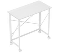 HOMCOM Scrivania pieghevole tavolo per computer 80 x 40 cm su ruote per ufficio in casa, camera, spazi piccoli, bianco Aosom Italy