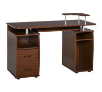 HOMCOM Scrivania Porta PC in Legno con Cassetti e Porta Tastiera Casa e Ufficio