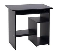 HOMCOM Scrivania Salvaspazio da Casa e Ufficio, Moderna Scrivania per Computer, Porta PC, Ripiano per CPU e Mensola per Tastiera Estraibile in Legno, 80x45x75cm, Nero