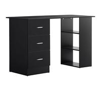 HOMCOM Scrivania Salvaspazio Moderna con 3 Ripiani Aperti e 3 Cassetti, Scrivania in Legno, Tavolo Porta PC per Computer, per Ufficio, Studio e Camera da Letto, 120x49x72 cm, Nero