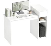 HOMCOM Scrivania Salvaspazio Moderna con Cassetto e Spazio per PC Tower, Scrivania con Scaffale in Legno, Tavolo Porta PC per Computer, per Ufficio, Studio e Camera da Letto, 108x50x82cm, Bianco