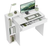 HOMCOM Scrivania Salvaspazio Moderna con Libreria 100x40x90cm Bianco