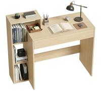 HOMCOM Scrivania Salvaspazio Moderna con Libreria 100x40x90cm Naturale