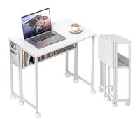 HOMCOM Scrivania Salvaspazio Pieghevole a Ribalta, 80x50x75 cm Bianco