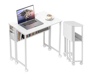 HOMCOM Scrivania Salvaspazio Pieghevole a Ribalta, 80x50x75 cm Bianco