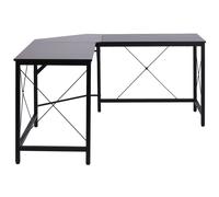 HOMCOM Scrivania Spaziosa e Finitura in Rovere Perfetta Postazione da Lavoro per Casa e Ufficio a Forma di L con Soluzione Angolar,Nera Aosom