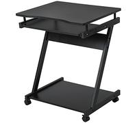 HOMCOM Scrivania Ufficio con 4 Ruote 60x48cm, Vassoio Tastiera Nero