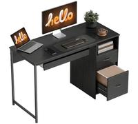 HOMCOM Scrivania Ufficio Salvaspazio con 2 Cassetti 120x52.3 cm Nero