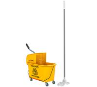 HOMCOM Secchio Lavapavimenti Professionale 20L con Mocio, Strizzatore, Ruote e Manico, 45x26.5x70 cm, Giallo Aosom Italy