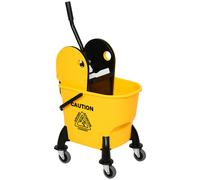 HOMCOM Secchio Lavapavimenti Professionale con Strizzatore Manuale, 4 Ruote e Maniglia in Metallo, Giallo Aosom