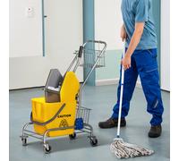 HOMCOM secchio per mocio con ruote scolapiatti a pressione 73x45x95 cm giallo