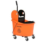 HOMCOM Carrello Secchio Carrello Pulizia da 9,5 galloni / 36L con strizzatore pressa verso il basso, Pastica PP, Arancia e nero