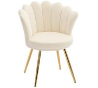 HOMCOM Sedia a conchiglia per toeletta 67L x 64D x 77H cm Beige