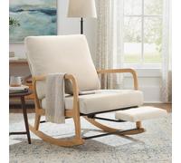 HOMCOM Sedia a dondolo con poggiapiedi, schienale regolabile, sedia a dondolo nordica in velluto a coste, gambe in legno, braccioli, cuscino lombare, sedia per allattamento, carico 120 kg, per camera