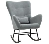 HOMCOM Sedia a Dondolo, Copertura Peluche, Cuscino Lombare, Antiscivolo, Fino a 120 kg, Grigio