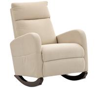 HOMCOM Sedia a dondolo imbottita in velluto a coste, Sedia con tasche laterali per soggiorno e camera da letto, 94x67x105 cm, Beige Aosom Italy