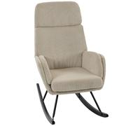 HOMCOM Sedia a Dondolo in Velluto a Coste con Schienale Alto, Beige