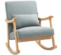 Homcom Sedia a dondolo moderna con cuscino lombare con schienale ampio e base in legno grigio