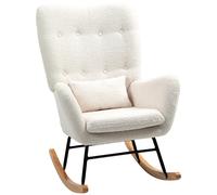 HOMCOM Sedia a Dondolo, Rivestimento Morbido, Imbottitura Spessa, Cuscino Lombare, Antiscivolo, Crema