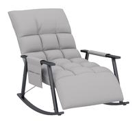 HOMCOM Sedia a Dondolo, Schienale e Poggiapiedi Regolabili, Tasca Laterale, Rivestimento in Microfibra, Telaio in Metallo, Grigio