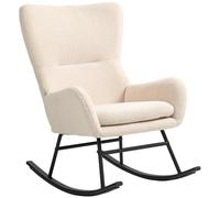 HOMCOM Sedia a Dondolo, seduta 10 cm, Beige e Nero