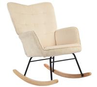 HOMCOM Sedia a Dondolo Vintage, Scocche Curve, Imbottitura Spessa, Legno di Faggio e Acciaio, Beige