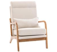 HOMCOM Sedia accent moderna in lino con cuscino lombare bianco crema