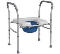 HOMCOM Sedia Comoda WC per Anziani e Disabili 4 in 1 Altezza Regolabile Grigio