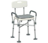 Homcom Sedia da doccia per anziani con schienale braccioli altezza regolabile cuscino imbottito rimovibile carico 136 kg grigio