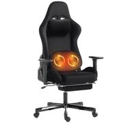 HOMCOM Sedia da Gaming Ergonomica con Massaggio e Calore Lombare, Braccioli 3D, Poggiatesta e Poggiapiedi, Nera